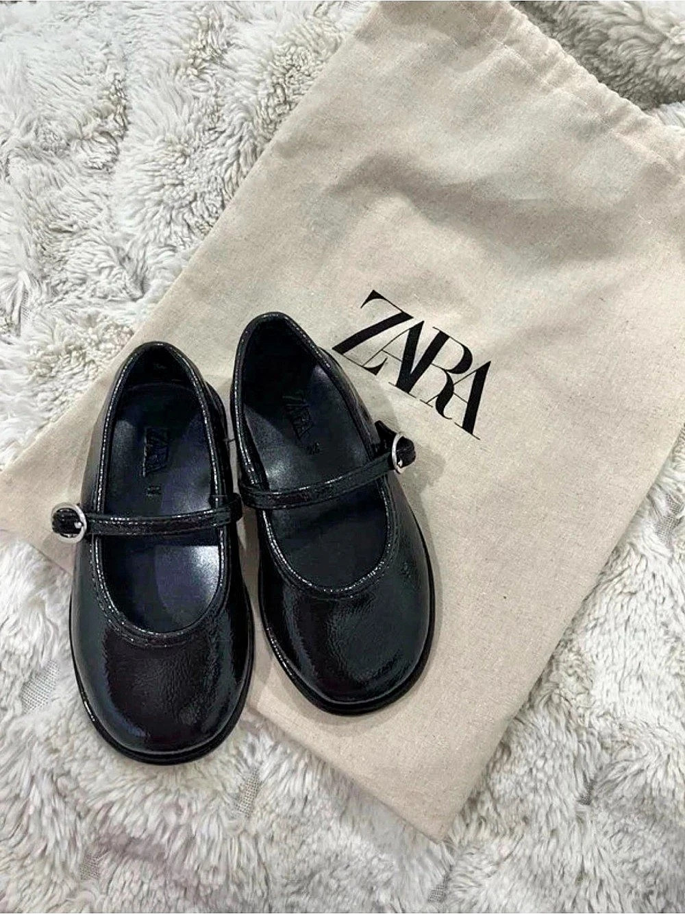 Zara Toddler Patent Mary Jane Flats Black Girls EU 22
